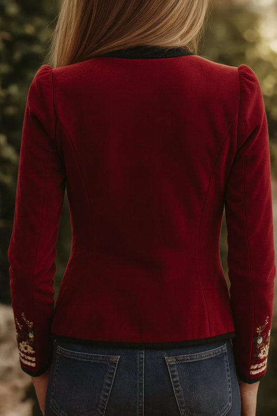 (clearance) Vintage Stand Collar Floral Embroidered Jacket