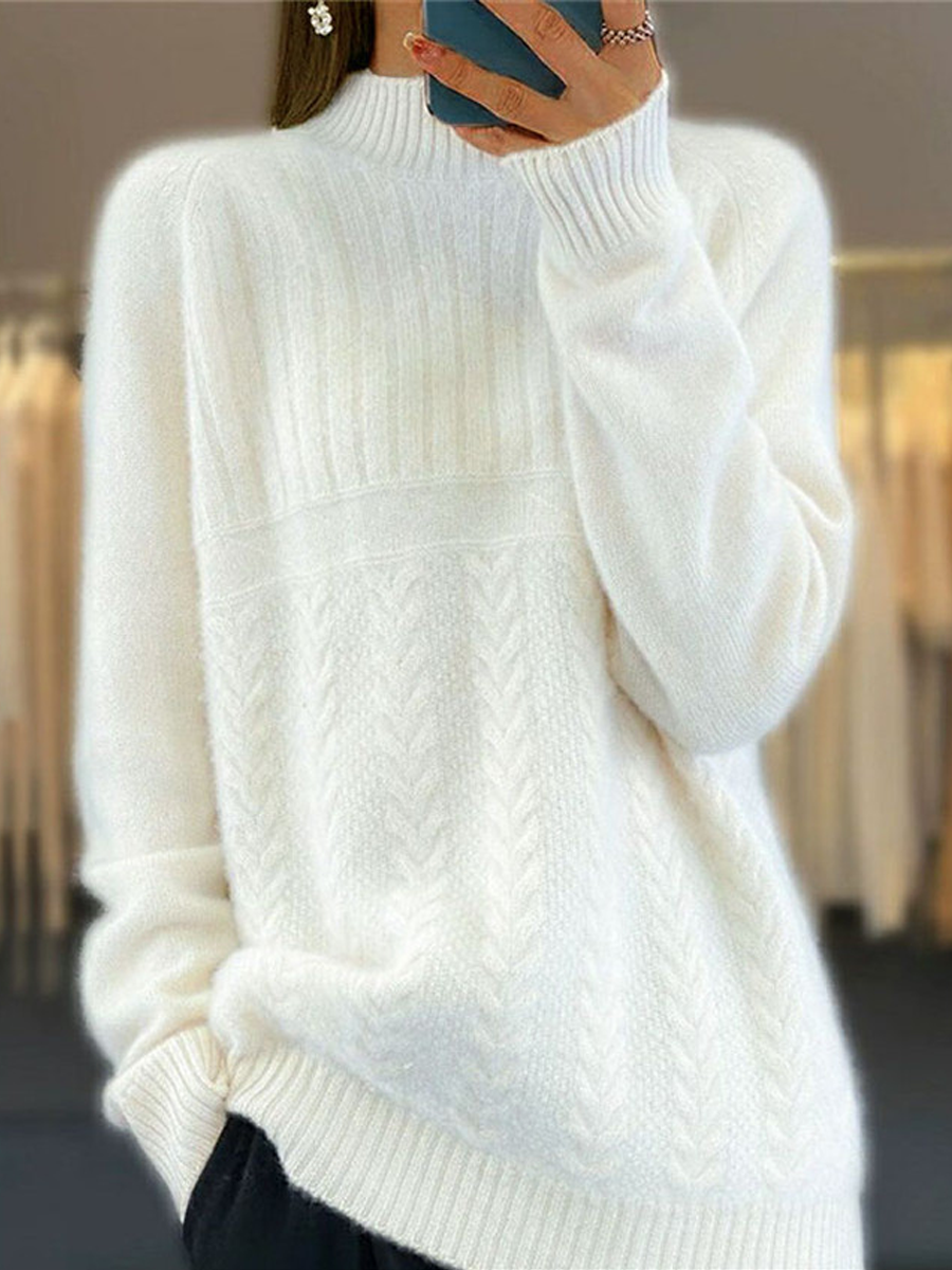 Long Sleeve Ribbed Half Turtleneck Pullover Sweater