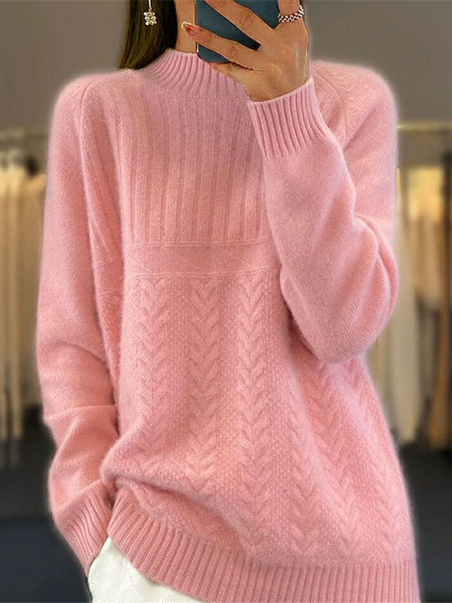 Long Sleeve Ribbed Half Turtleneck Pullover Sweater