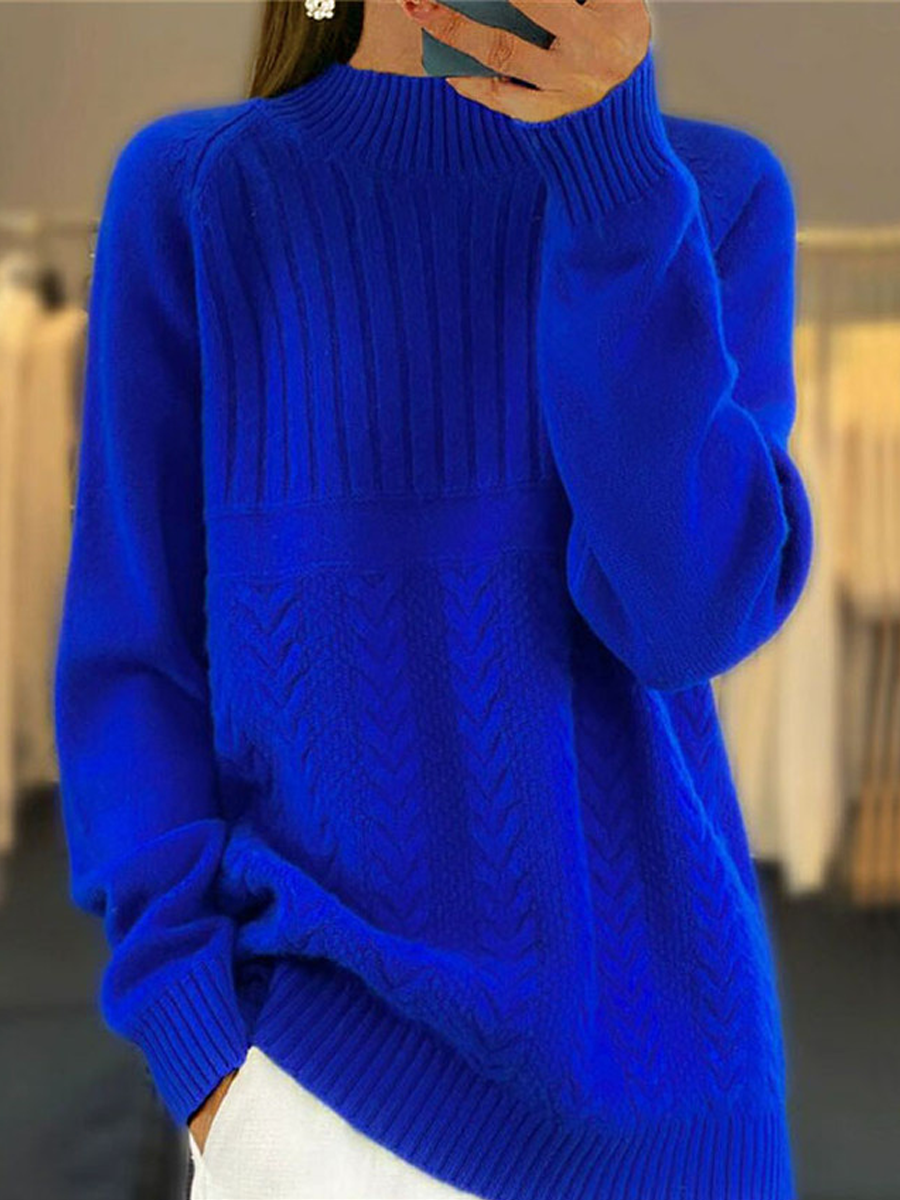 Long Sleeve Ribbed Half Turtleneck Pullover Sweater