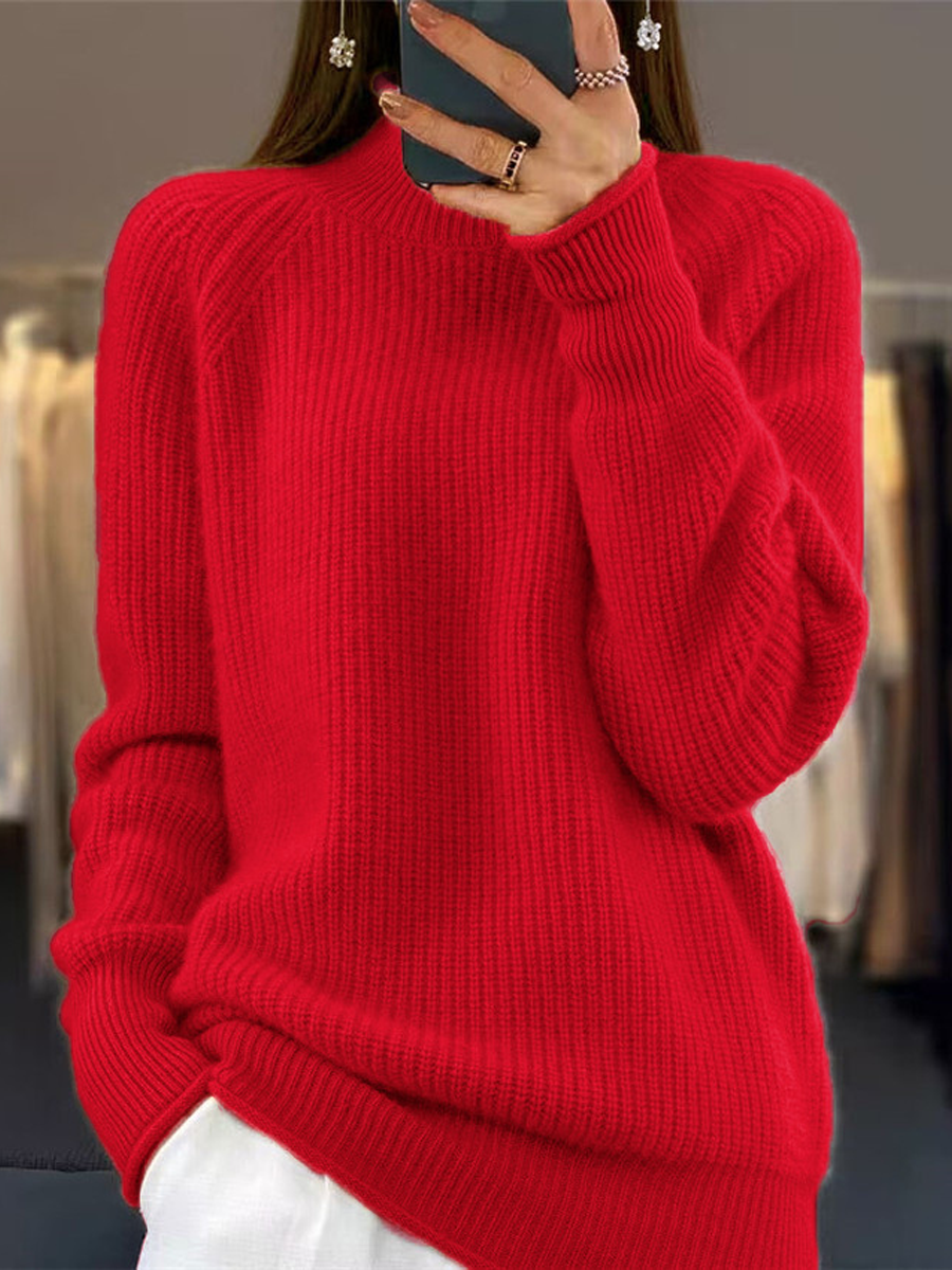 Long Sleeve Ribbed Half Turtleneck Pullover Sweater