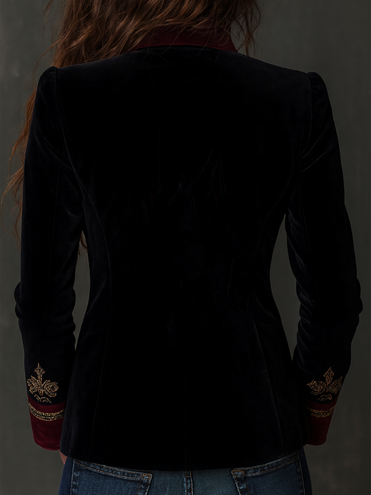 Vintage Baroque Embroidered Velvet Blazer