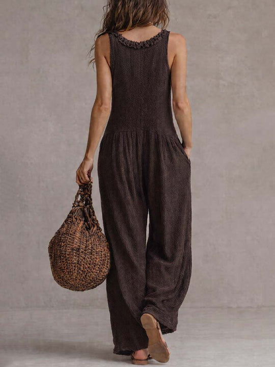 Retro Ruffle Neck Knitted Jumpsuit