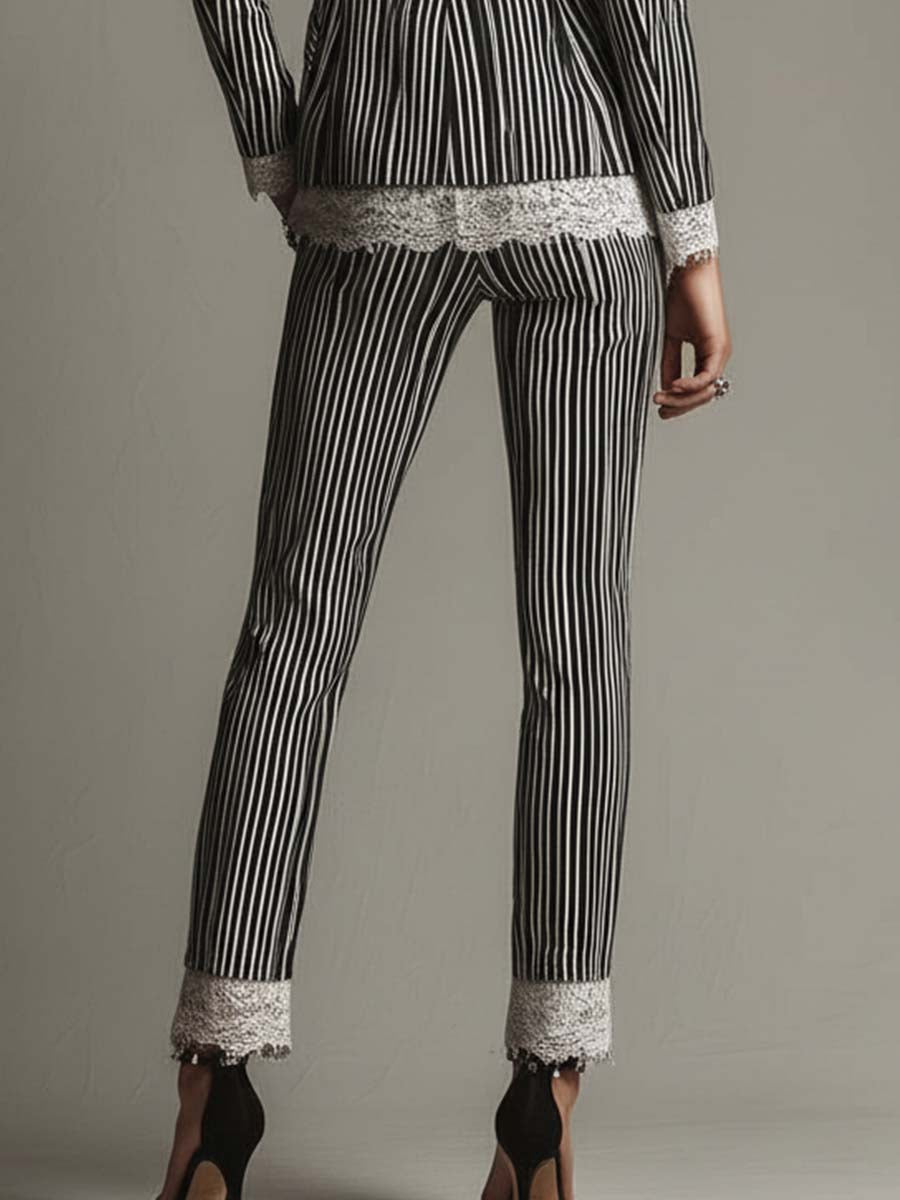 Vintage Striped Lace Pants