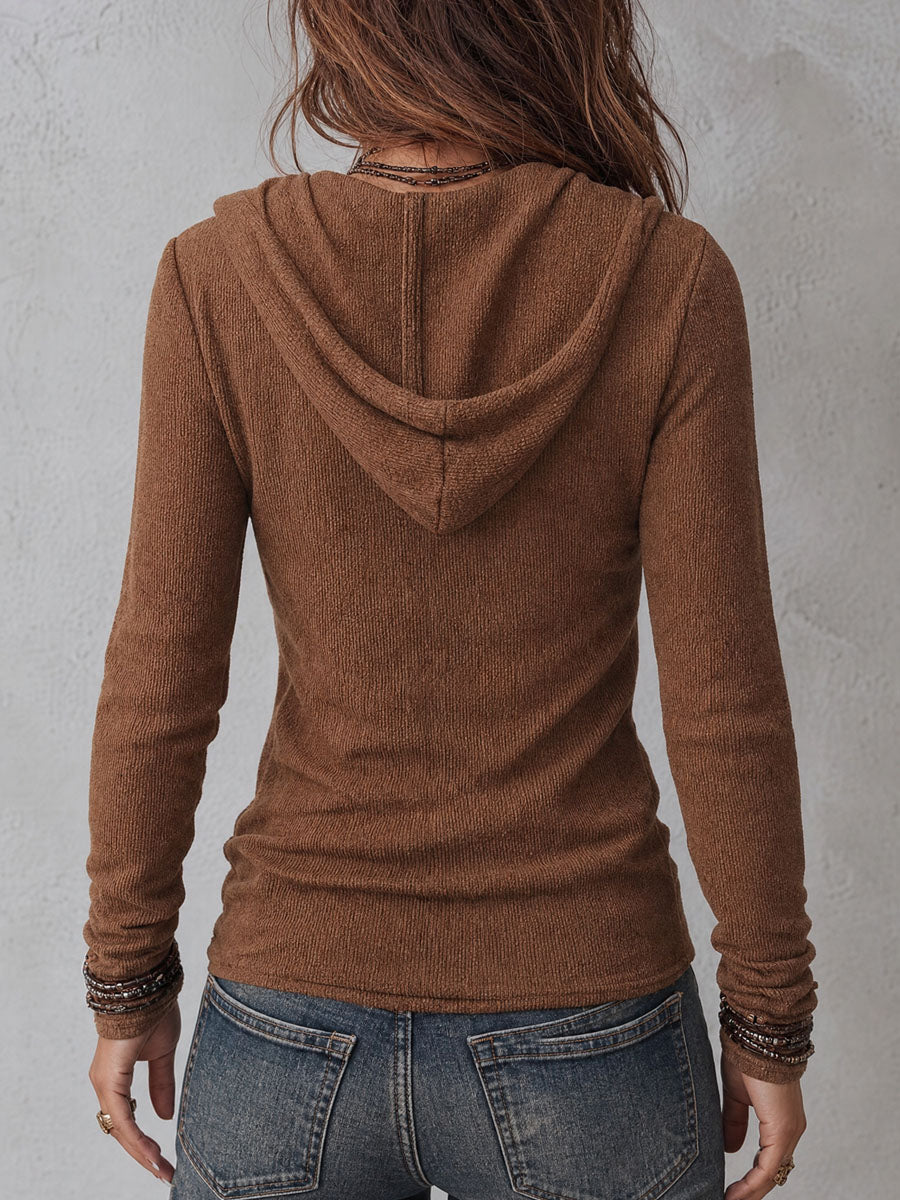 Asymmetric Zip-front Knitted Hoodie
