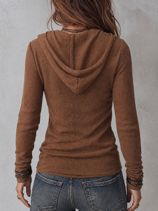 Asymmetric Zip-front Knitted Hoodie
