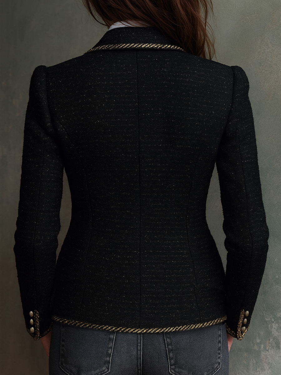 Metal Button Tweed Blazer