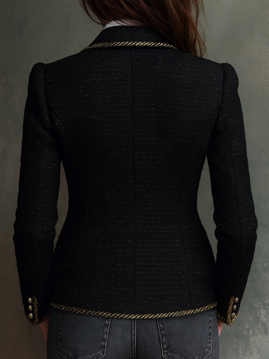 Metal Button Tweed Blazer