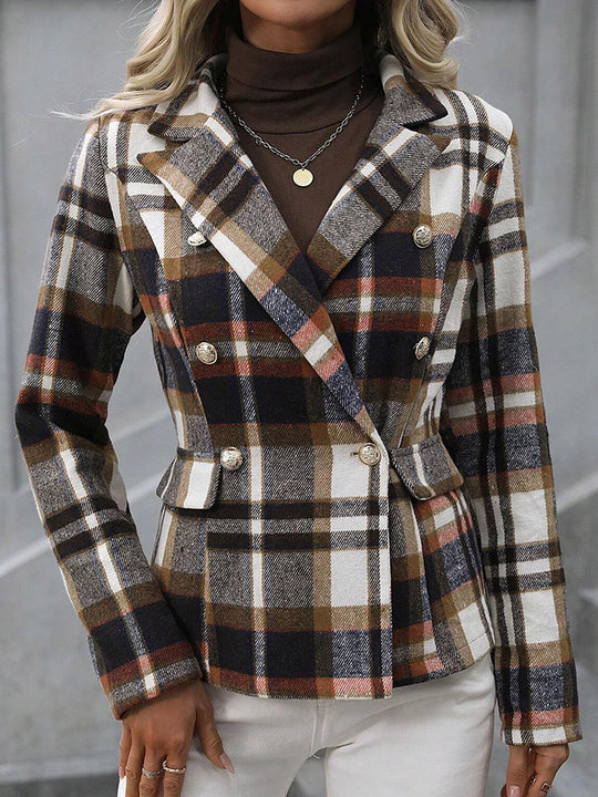 Vintage Casual  Plaid Wool Printed Blazer