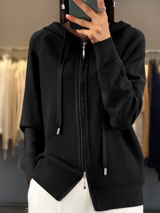 Casual Hooded Knit Cardigan