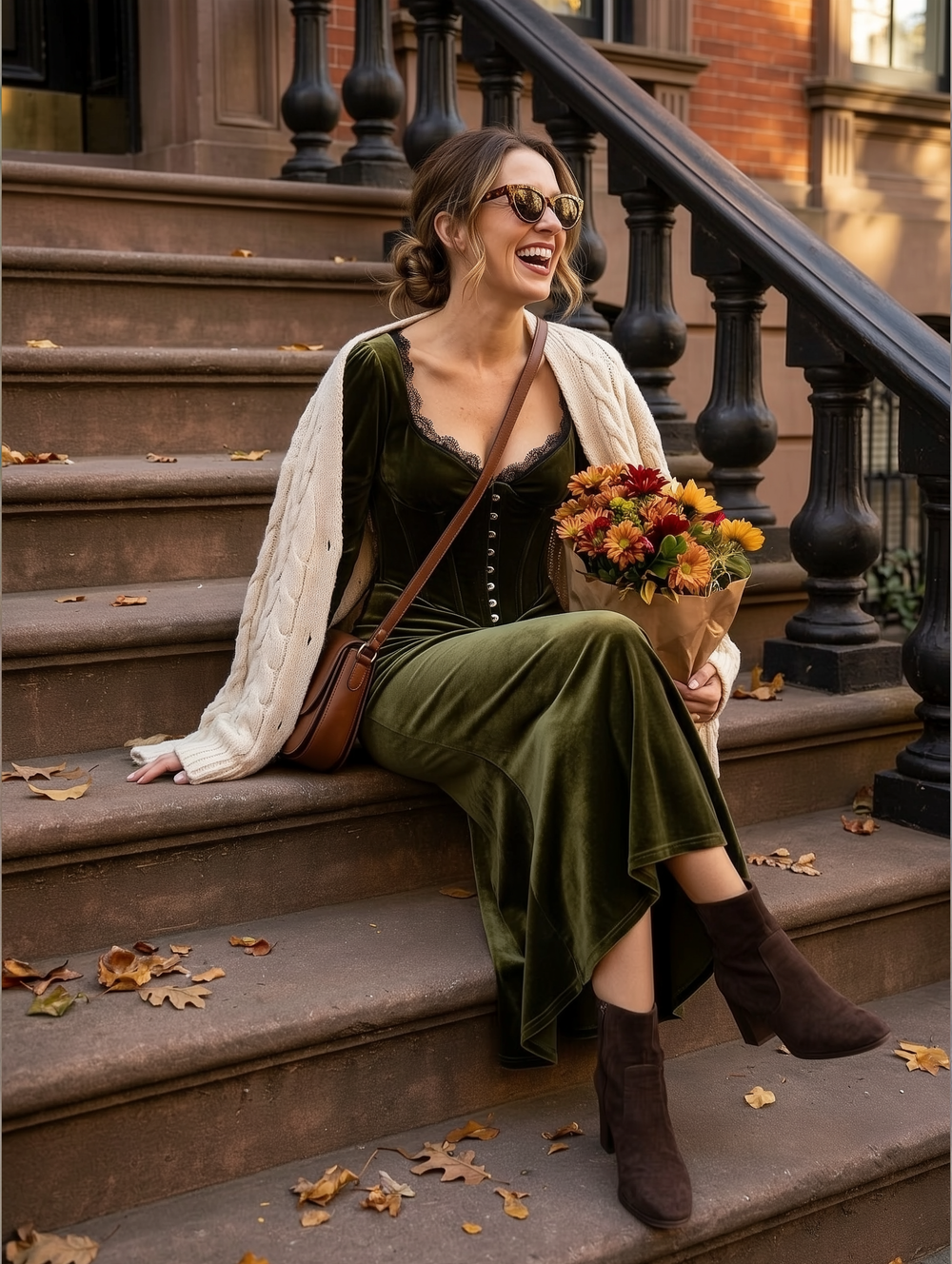 Women's Olive Green Velvet Corset Mermaid Maxi Dress with Lace Trim