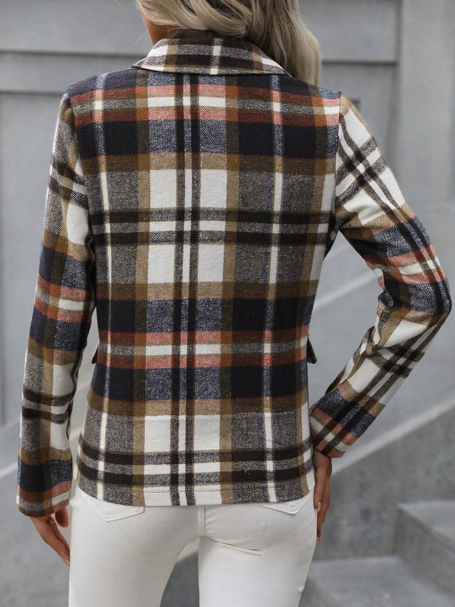 Vintage Casual  Plaid Wool Printed Blazer