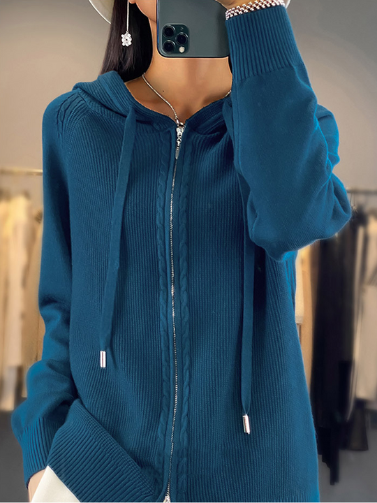 Casual Hooded Knit Cardigan