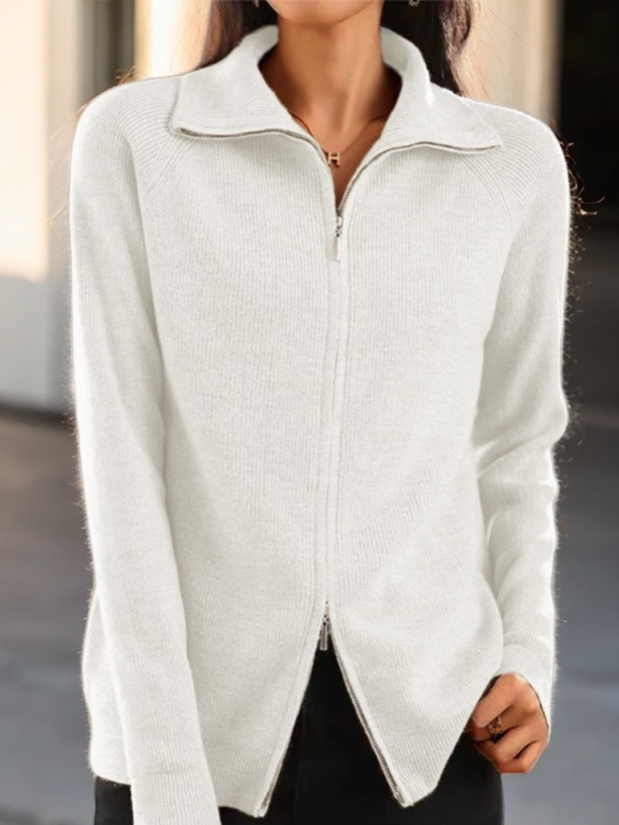 Lapel Long-Sleeved Knitted Cardigan