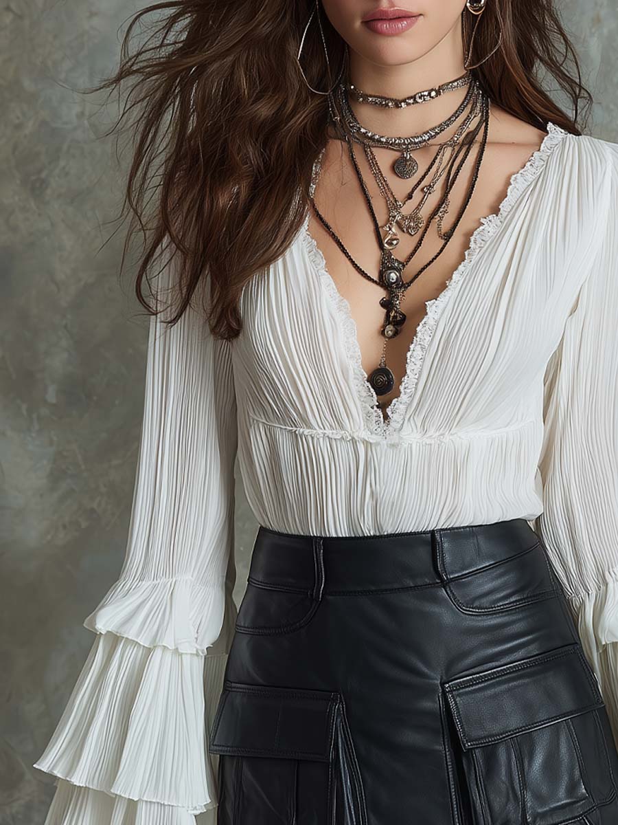 Vintage Flap Pocket Faux Leather Mini Skirt