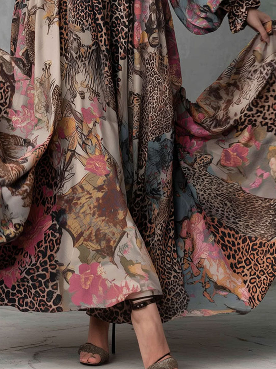 Bohemian Mixed Print Chiffon Maxi Dress