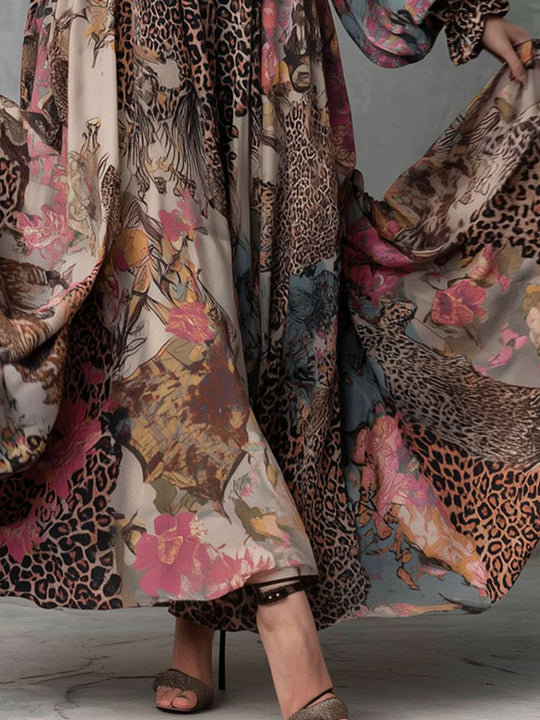 Bohemian Mixed Print Chiffon Maxi Dress