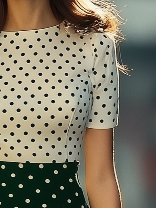 Retro Polka Dot Print Slim Fit Short Sleeved Pencil Dress