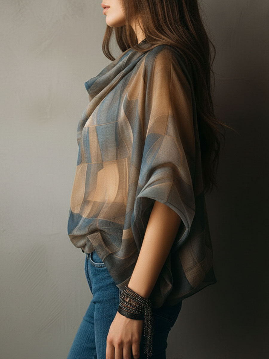 Boho Chic Sheer Chiffon Draped Blouse