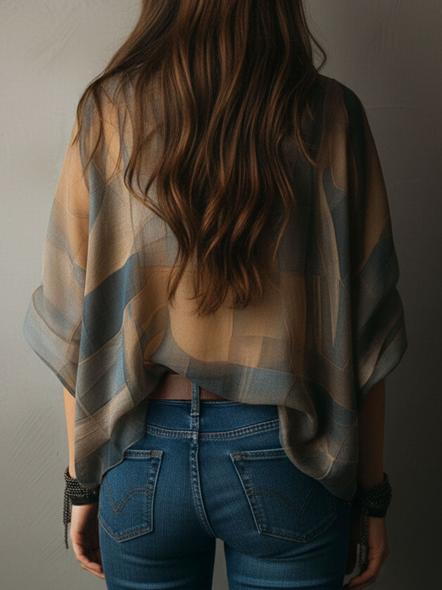 Boho Chic Sheer Chiffon Draped Blouse