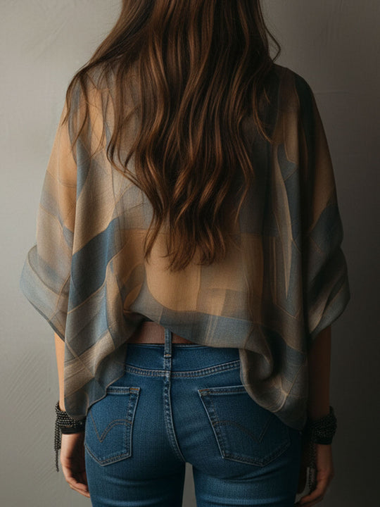 Boho Chic Sheer Chiffon Draped Blouse