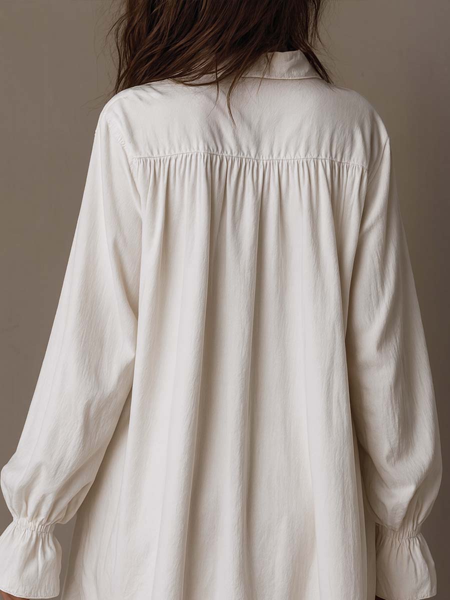 Retro-style Lace Irregular Hem Long-sleeved Mini Dress