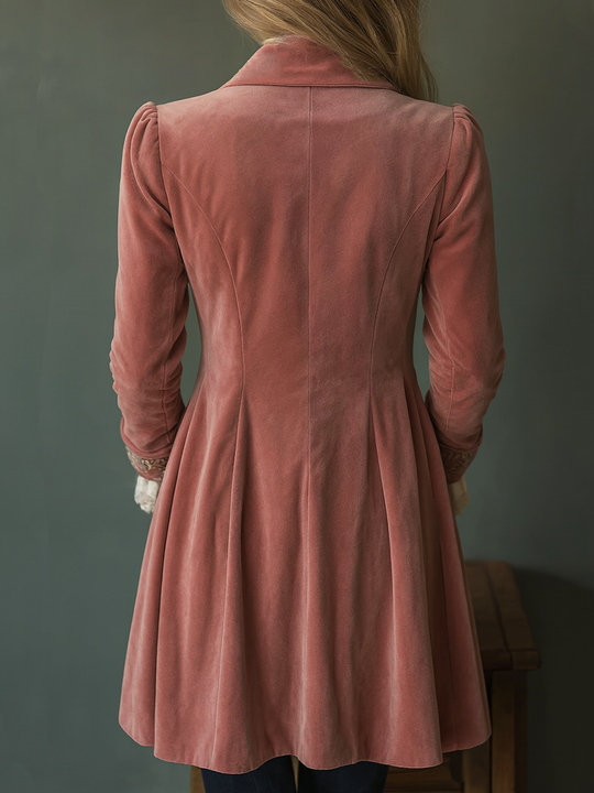 Retro Floral Embroidery Poly Velvet Coat