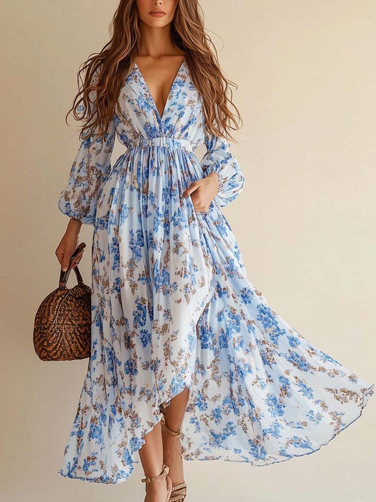 Boho Floral V-Neck Maxi Dress