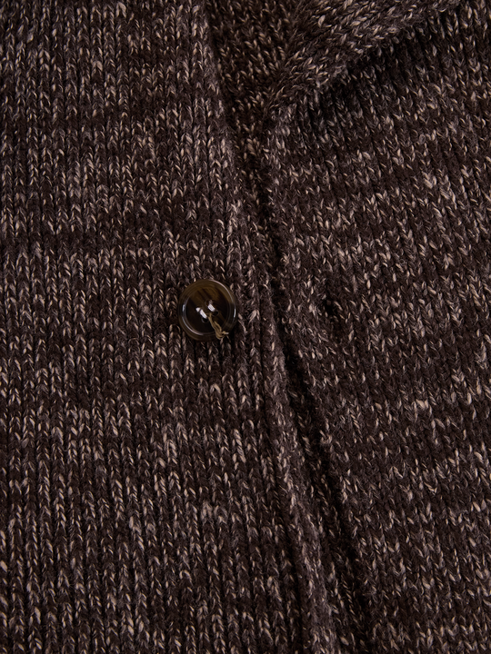 Brown Asymmetrical Zip Ribbed Knit Jacket