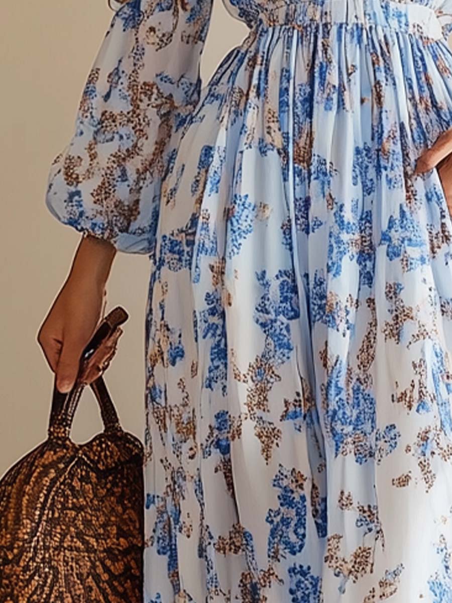 Boho Floral V-Neck Maxi Dress