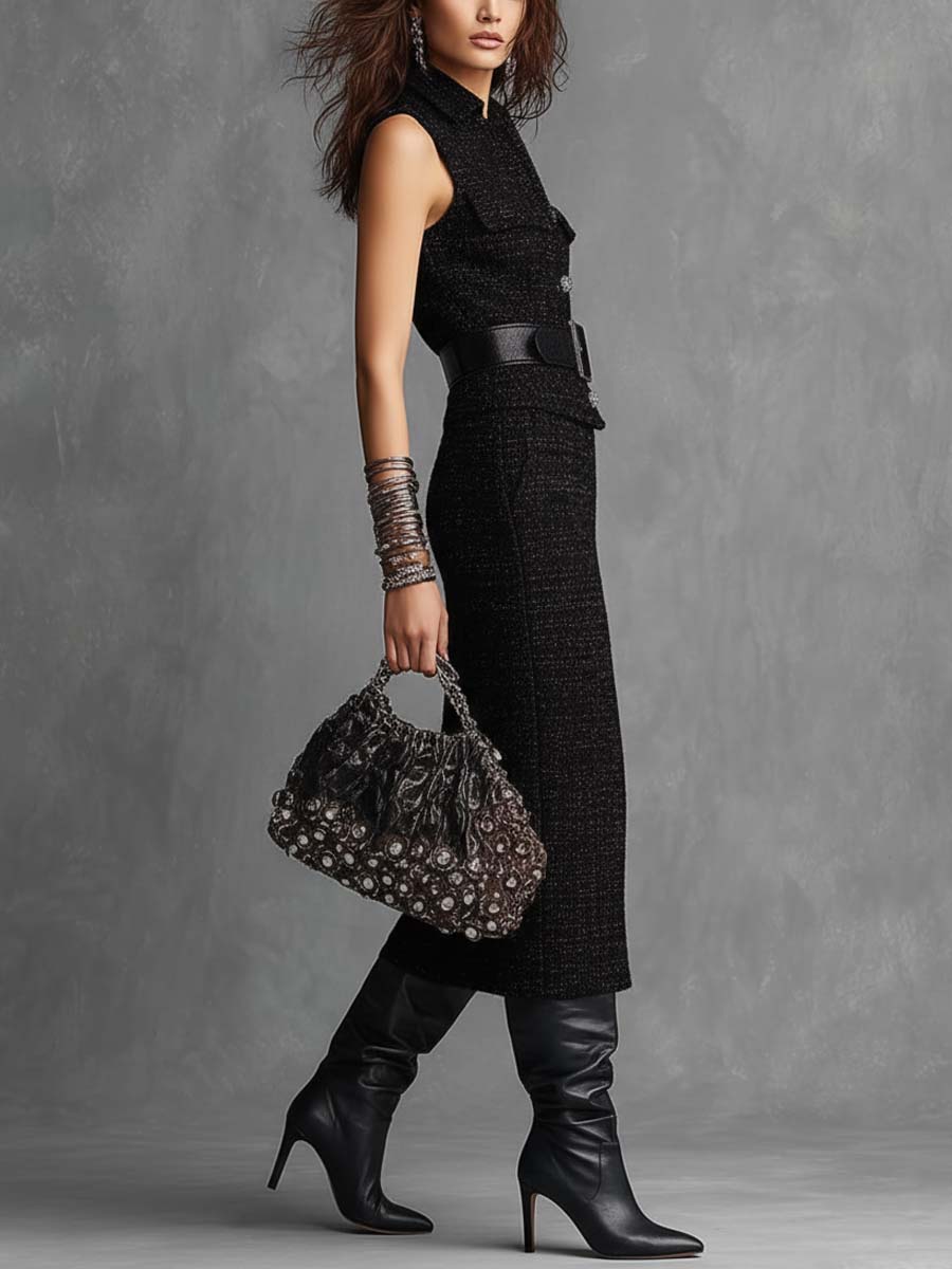 Tweed Vest & Pencil Skirt Set