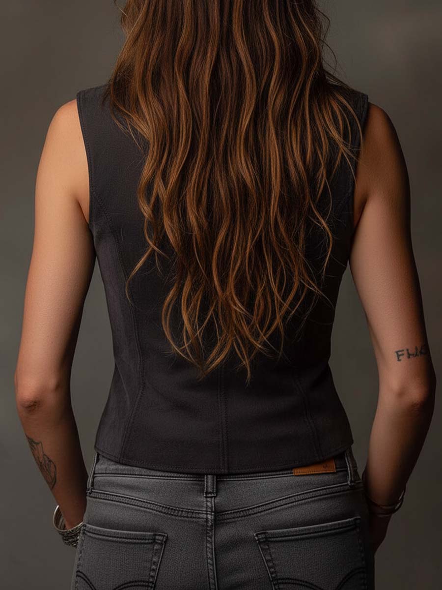 Bohemia Eco-Suede Patchwork Zip Vest