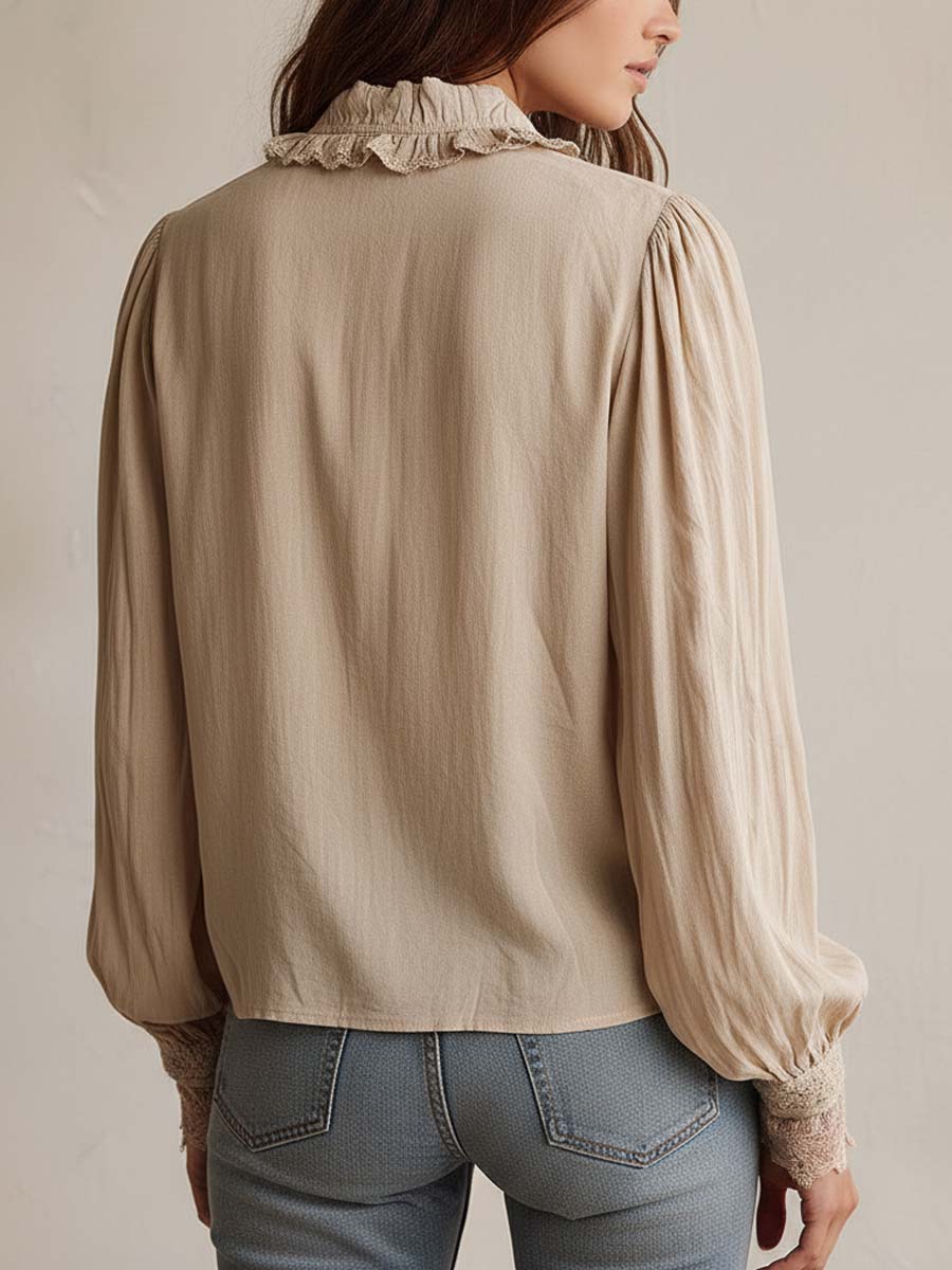 Victorian Ruffle Lace Zip Blouse