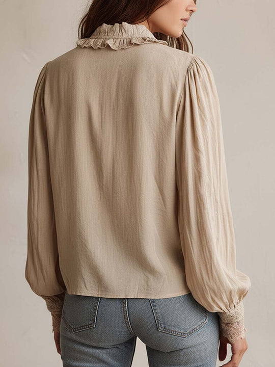 Victorian Ruffle Lace Zip Blouse