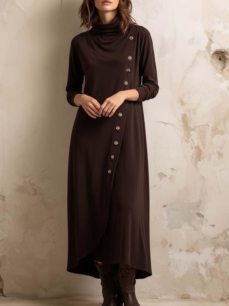 Boho-Inspired Midi Dress With Side Button Placket