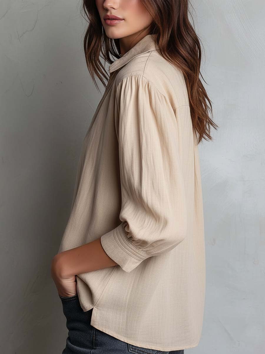 Sandstone Half-Zip Relaxed Shirt