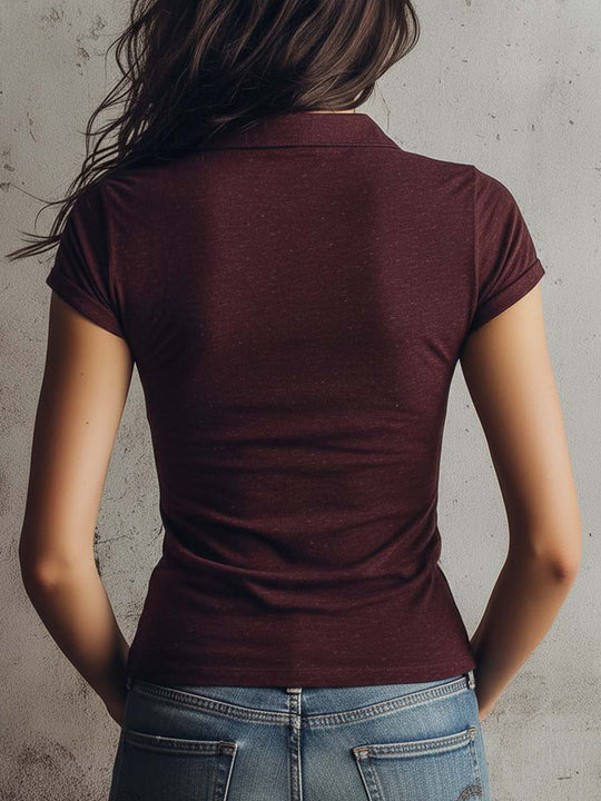 Classic Zip-Neck Snow-Wash Knit Top