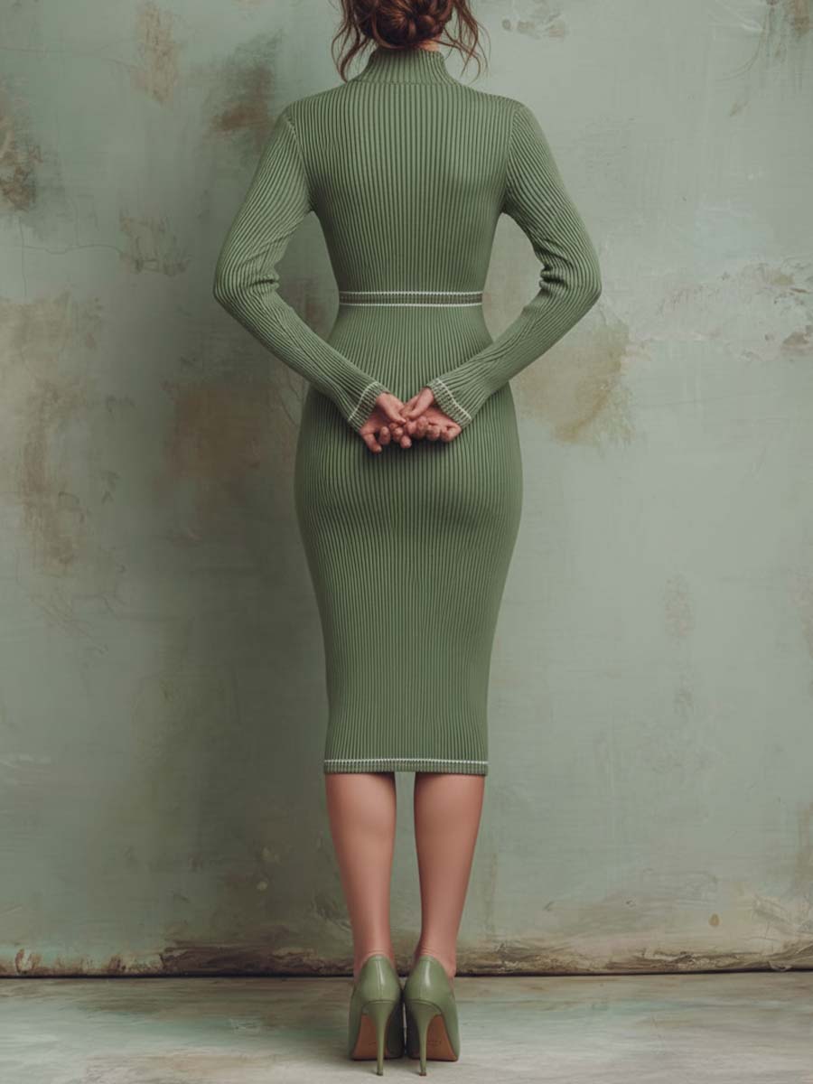 Embellished Ribbed Knit Bodycon Midi Dress