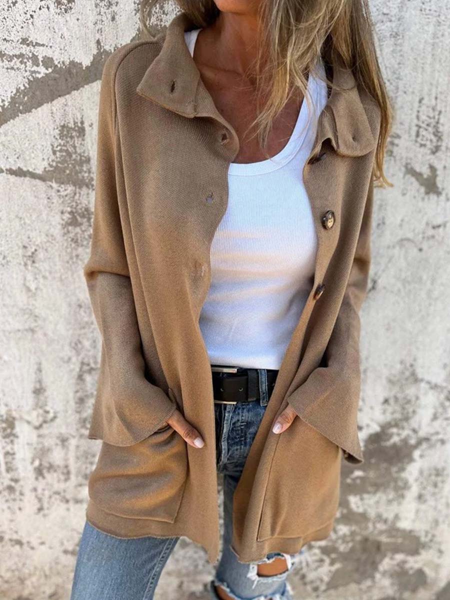 Women's Casual Single Breasted Stand Collar Jacket