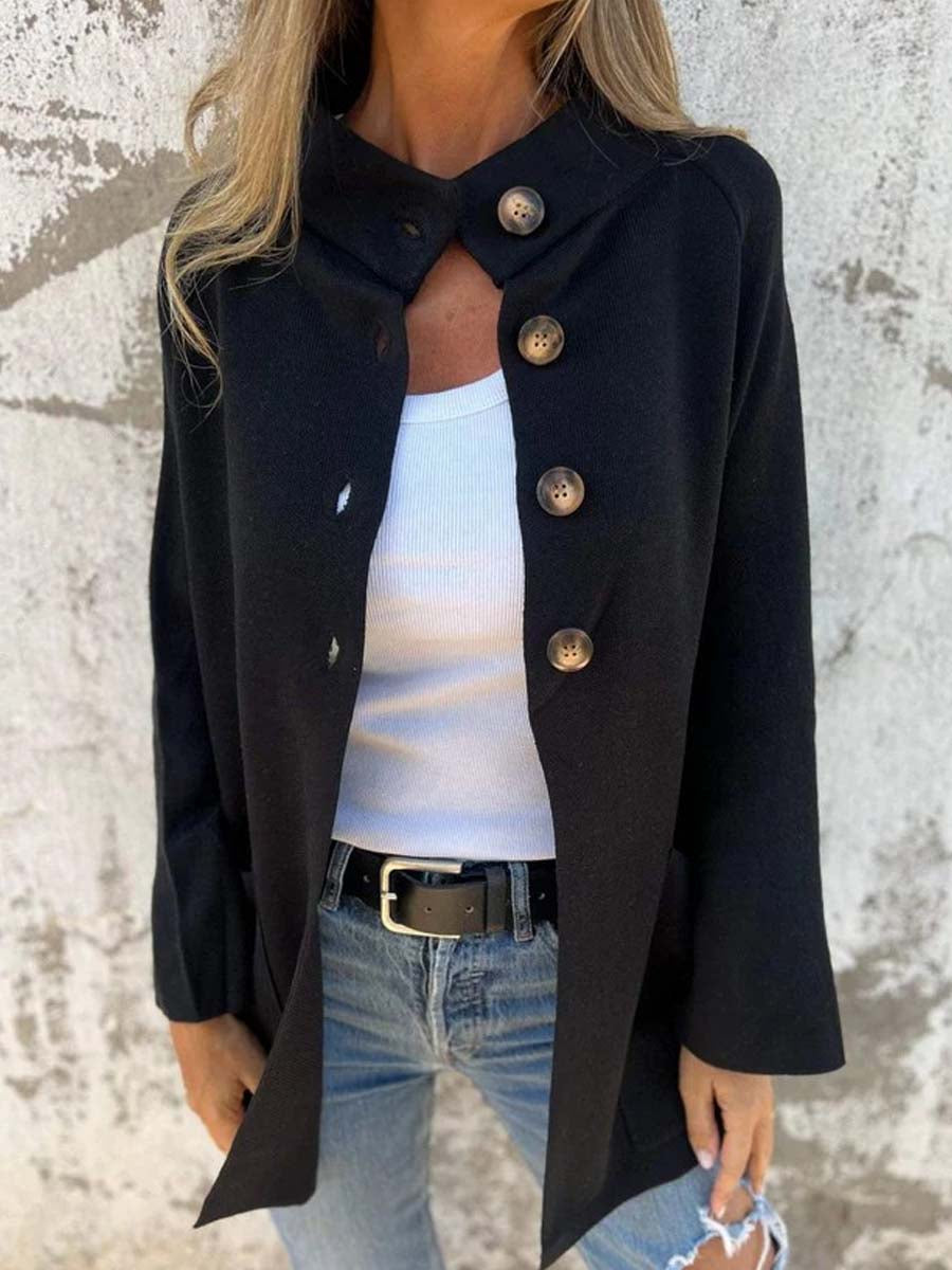 Women's Casual Single Breasted Stand Collar Jacket