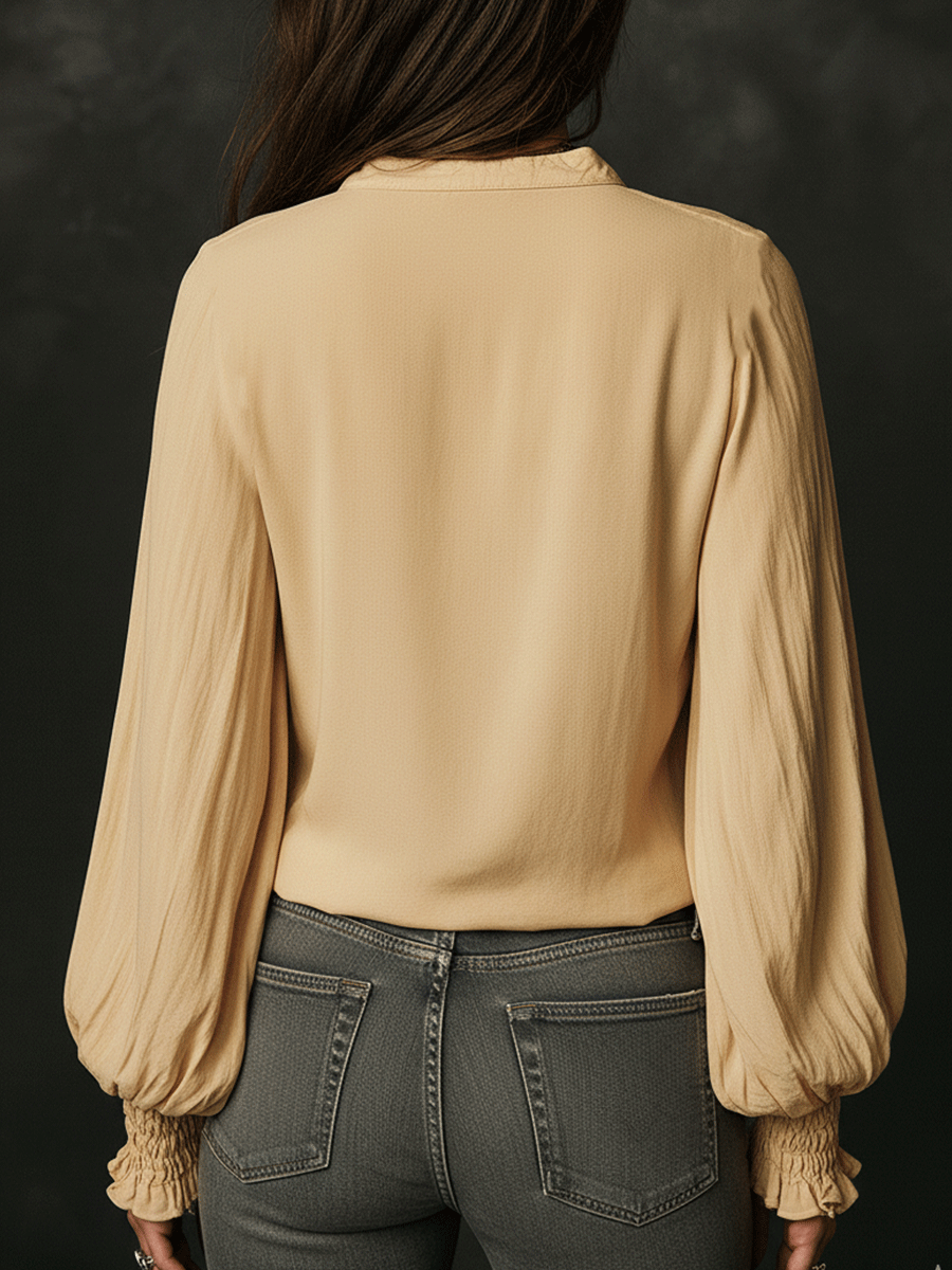 Casual Yellow Floral Embroidered Cotton Shirt