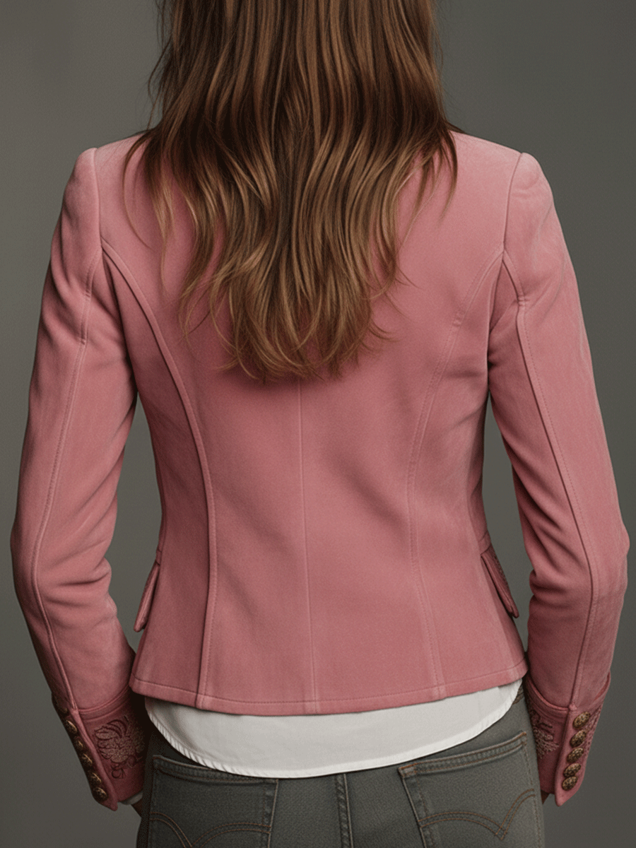 Vintage Double-Breasted Suede Embroidery Jacket