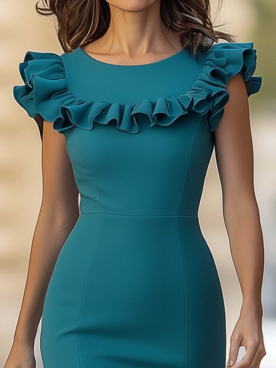 Elegant Ruffle Sleeve Bodycon Dress