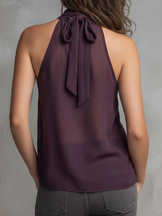 Bohemian Sheer Chiffon Ruffled Halter Top