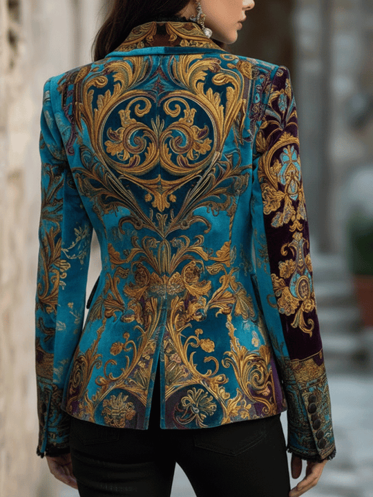 Luxury Bohemian Baroque Velvet Tailored Blazer