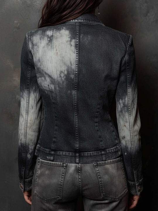 Shadow-Wash Cropped Denim Blazer