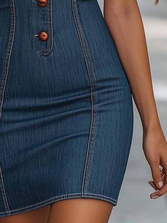 Denim Button-Up Bodycon Dress