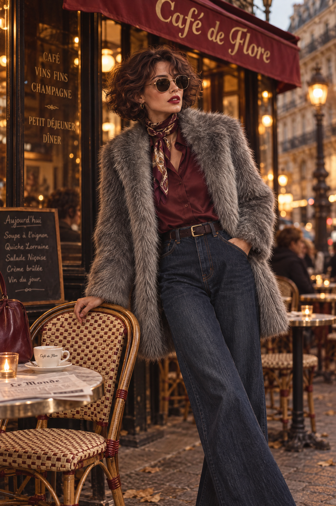 Quiet Luxury Straight-cut Faux Mink Fleece Lapel Mid-length Coat