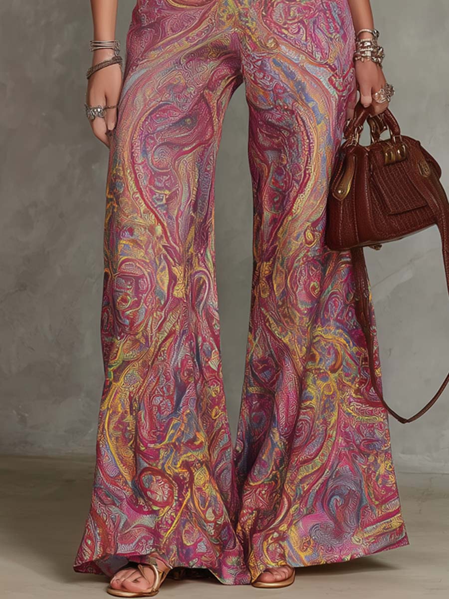 Retro Paisley V-Neck Jumpsuit