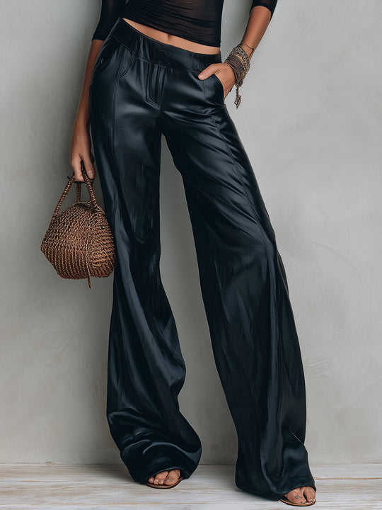 Boho Mesh Fitted T-Shirt & Tencel Wide-Leg Pants Set